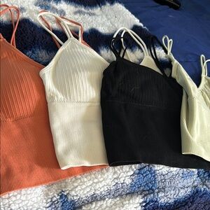 Women's Ribbed Cami Tops - Black, White, Orange and green